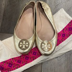 TORY BURCH GOLD FLATS